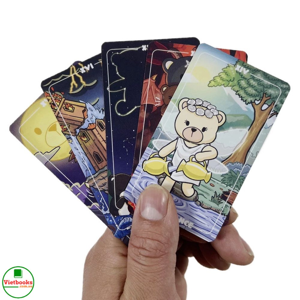 Bộ Bài Teddy Tarot 79 Thẻ Mạ Cam Hộp Sắt 